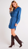 Utility Pocket Mini Shirt Dress - Moonlit Haze Wash