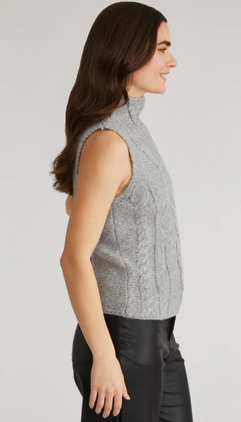 Kendall Funnel Neck Cable Tank Sweater