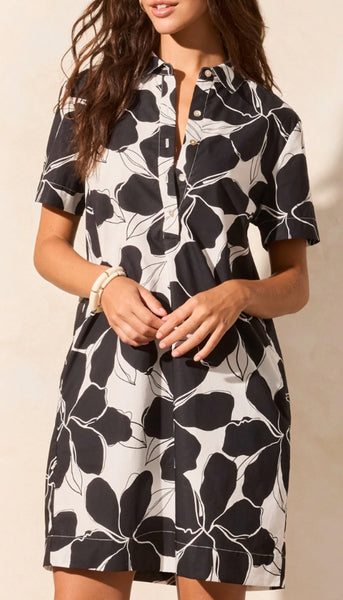 Short Sleeve Button Up Polo Collar Dress