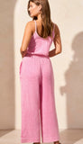 Button Front Jumpsuit With Sash & Pockets