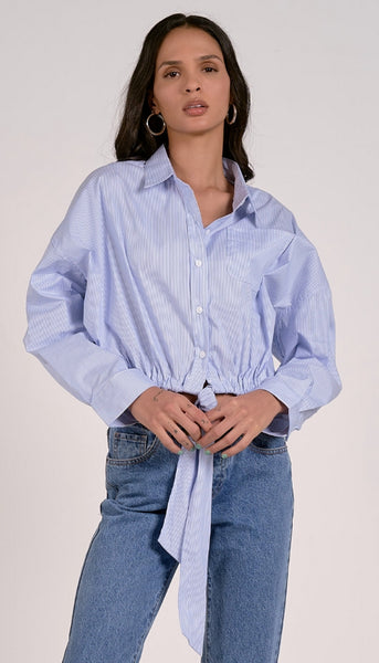 Long Sleeve Button Top Tie Bottom