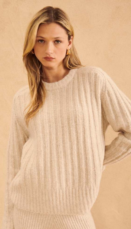 Slvless Boat Neck Rib Knit Top