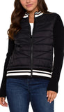 Long Sleeve Quilted Front Full Zip Sweater