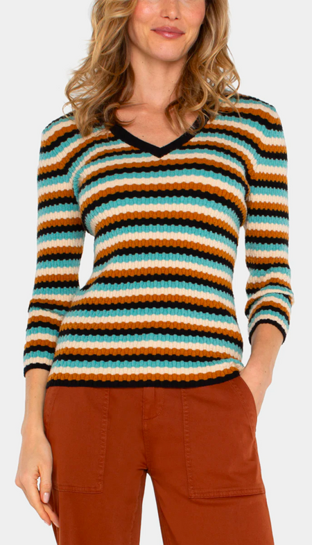 Long Sleeve Crew Neck Colorblock Sweater