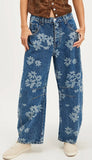 Good Luck Printed Barrel Jean- Laser Daisy