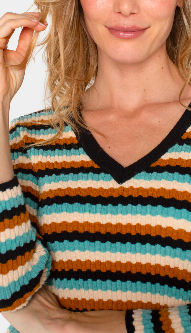 3/4 Sleeve V Neck Sweater