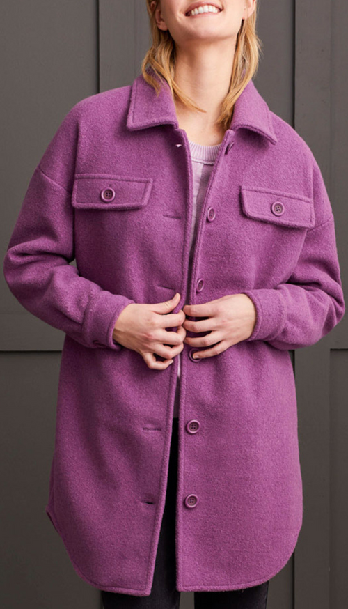 Stretch Boiled Wool Jacket with Pocket