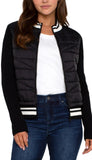 Long Sleeve Quilted Front Full Zip Sweater