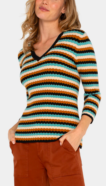 3/4 Sleeve V Neck Sweater