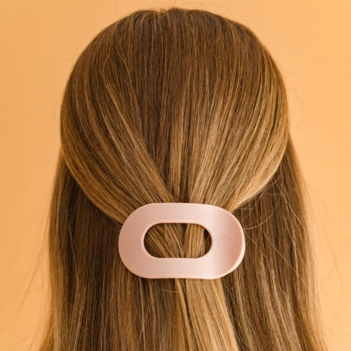 Medium flat round clip-Pearly Pink