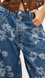 Good Luck Printed Barrel Jean- Laser Daisy