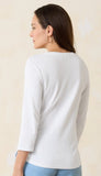 Ashley Isles Rib 3/4 Sleeve Scoop Neck