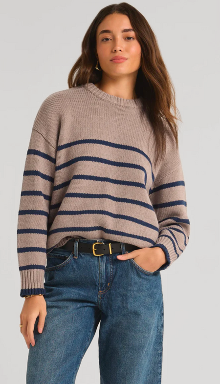 Long Sleeve Crew Neck Colorblock Sweater