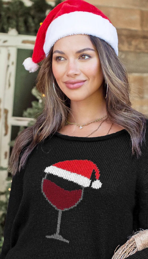 Santa Wine Crew Lightweight Sweater