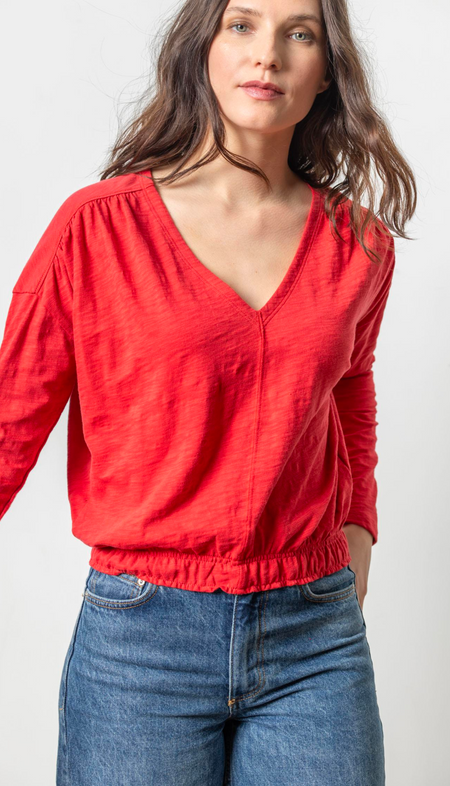 Long Sleeve Shirred Raglan Shirt