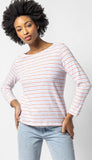 3/4 Sleeve Striped Boatneck Top