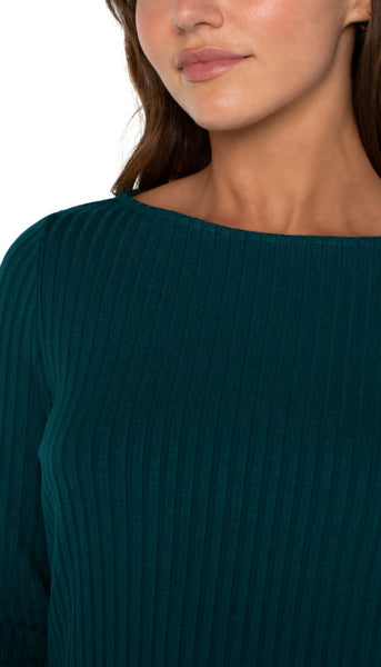 Long Sleeve Boat Neck Knit Top