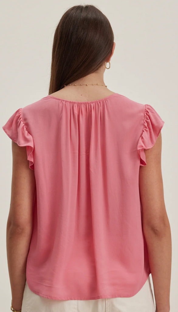 Ruffle Sleeve Vee Top