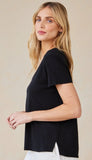 Side Slit V-Neck Tee