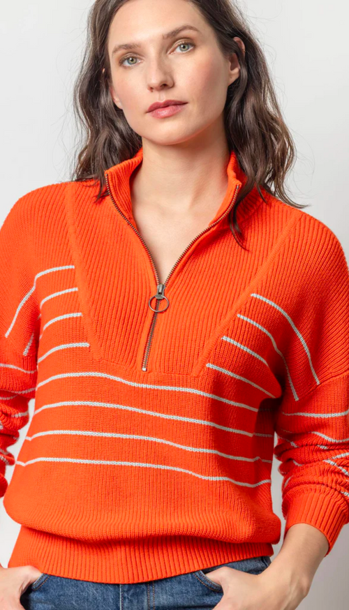 Striped Zip Front Sweater