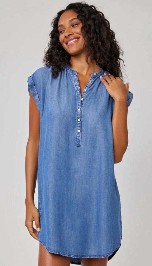 Cap Sleeve Henley Dress