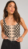 Calle Crochet Cropped Tank - Black