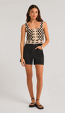 Calle Crochet Cropped Tank - Black