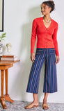 Stripe Cropped Wide Leg Pants