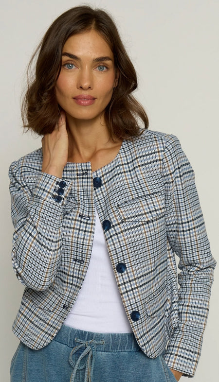 Notch Collar Boxy Fray Hem Jacket