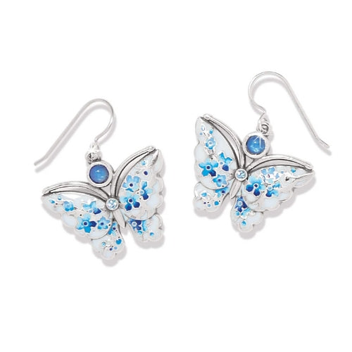 Kyoto In Bloom Blue Butterfly Flower Earrings