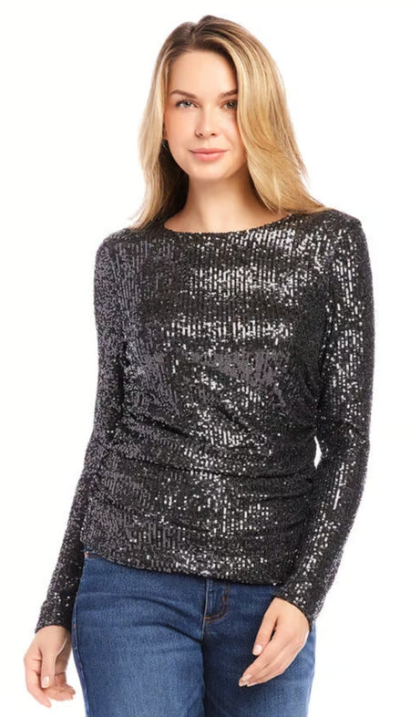 Sequin Boatneck Top