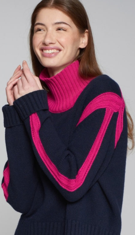 Long Sleeve V Neck Colorblock Sweater