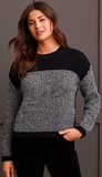 Long Sleeve Crew Neck Colorblock Sweater