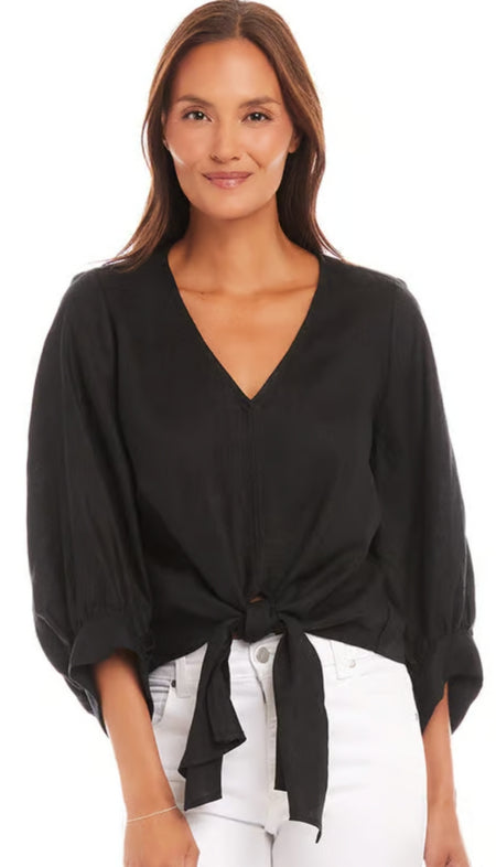 Collared Satin Blouse with Feather Trim Cuffs