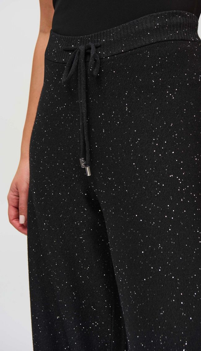 Sequined Sweater Knit Culotte Pants