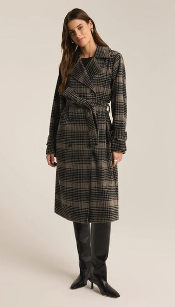 Jackie Plaid Trench