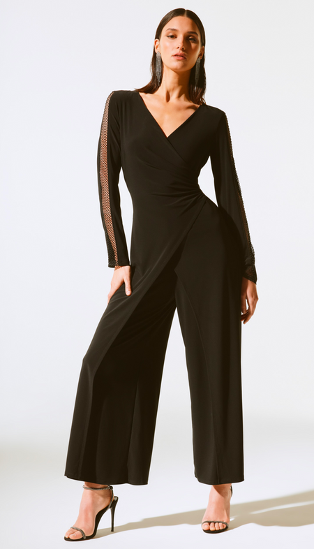 Scuba Crepe and Sequins Mesh Jumpsuit