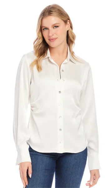 Satin Side Pleat Shirt