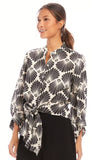 Blouson Sleeve Tie Front Top