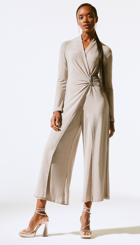 Scuba Crepe and Sequins Mesh Jumpsuit