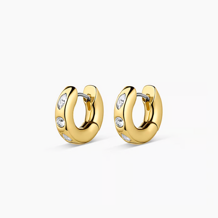 Meridian Petite Pearl Two Tone Post Hoop Earrings