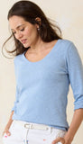 Ashley Isles Rib 3/4 Sleeve Scoop Neck