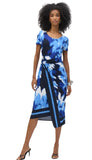 Silky Knit Tropical Print Sheath Dress