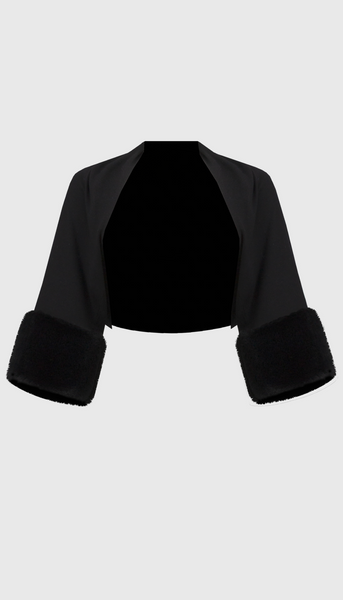 Sweater Knit Bolero With Faux Fur Trim