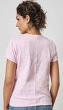 Short Sleeve Back Seam V Neck