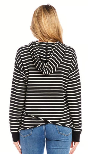 Stripe Asymmetric Hem Hoodie