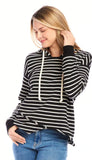 Stripe Asymmetric Hem Hoodie