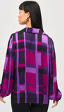 Satin Abstract Plaid Print Top