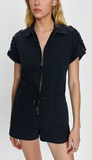 Meg Zip Front Romper - Fade To Black