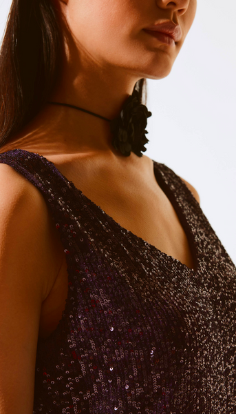 Sequined Sleeveless Fitted Top